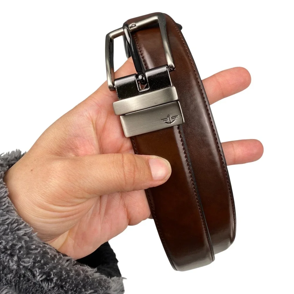 Tommy Hilfiger & Dockers Mens Reversible Leather Belt Bundle Black Brown Size 40